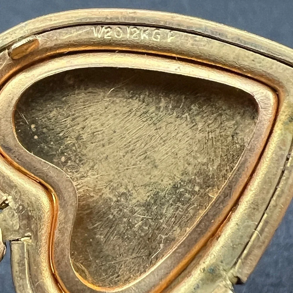 Vintage Gold Filled Heart Locket Necklace Etched Bird Flower 12KT GF 18